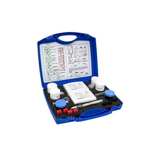  PuriTest - Kit de pruebas de oro, plata y platino, 6 soluciones  de botellas de ácido fresco + 10 unidades de archivador + 10 lentes de ojos  + barra de prueba